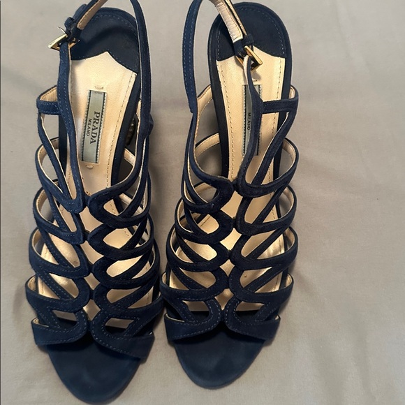Prada- Really Great condition Navy Prada wedges - Picture 7 of 10